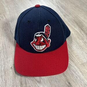 Vintage Cleveland Indians Hat Snapback MLB Logo Athletic Blue Red Wool Blend Cap